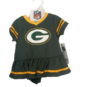NFL Green Bay Packers Infant Girl Cheerleader Dress and Diaper Cover Set 6-12M